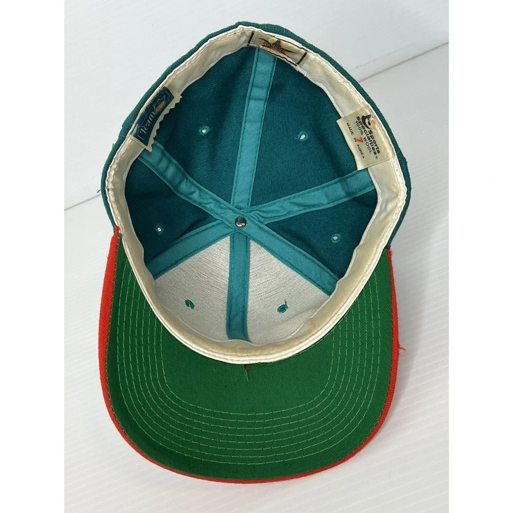 Vtg 90's Miami Dolphins Script Hat Sports Specialties 100% Wool Fitted Size 7